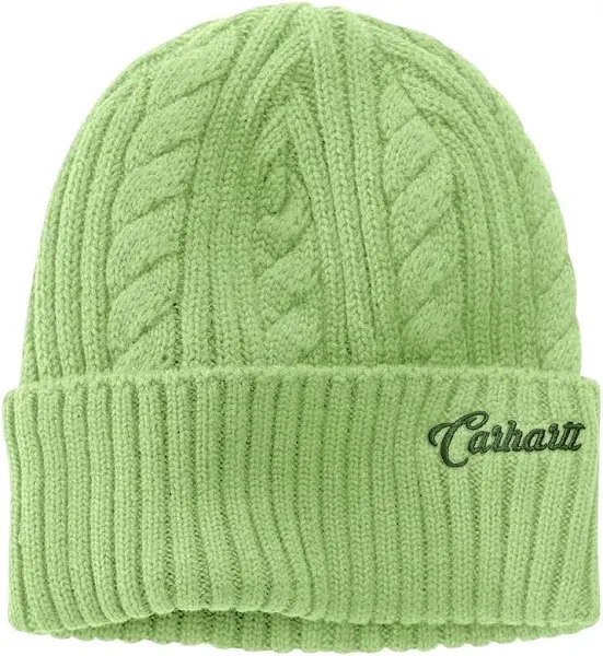 Carhartt Rib Knit Fisherman Beanie Cap Women Hat Embroidered Logo Sage Green