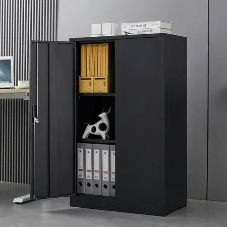 Metal Storage Cabinet with Locking Doors and Adjustable Shelf