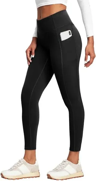 Heathyoga Leggings with Pockets for Women Tummy Control High Large, Black 