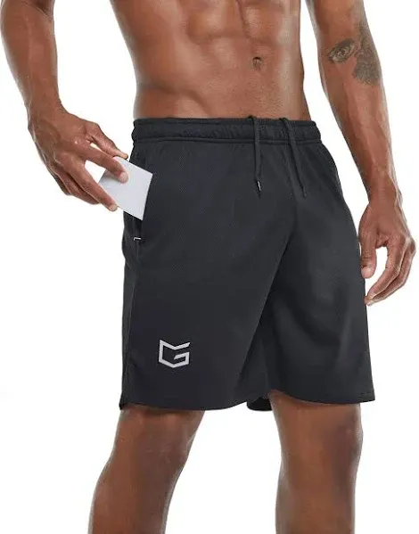 G Gradual Men&#039;s 7&#034; Workout Running Shorts Large, 2 Pack: Black/Dark Grey 