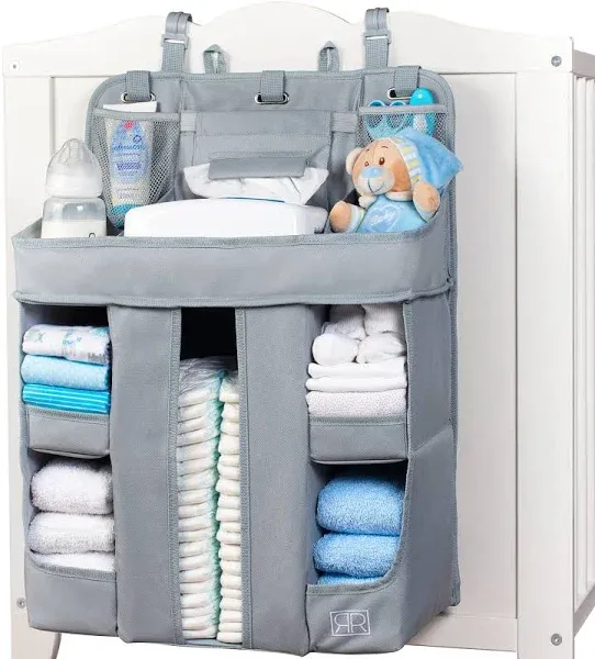 XL Hanging Diaper Caddy Organizer – Reinforced Diaper Stacker for Crib that Keeps Shape for Changing Table, Playard, Wall & Door – Holder for Newborn Baby Girl & Boy