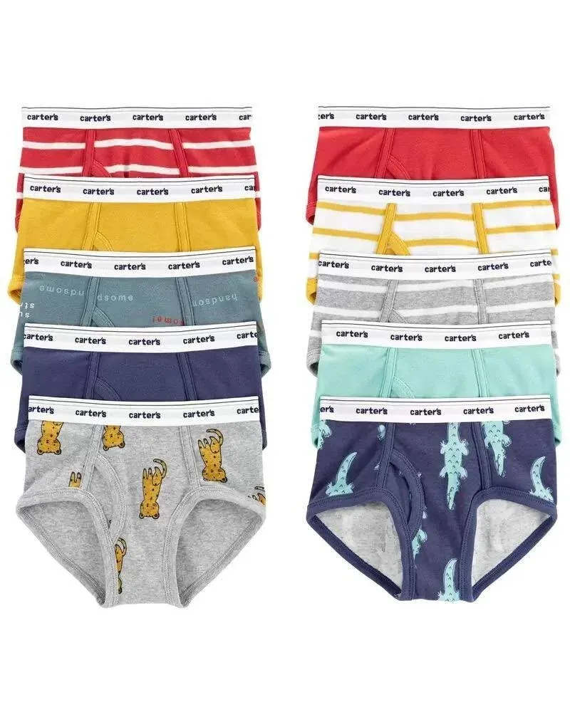 Carter's 10-Pack Cotton Blend Briefs Underwear 10-12 Multi