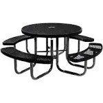 Coated Outdoor Furniture Trd-blk Top Round Portable Picnic Table, 46-Inch, Black, Size: 46 in, Round, Expanded Steel