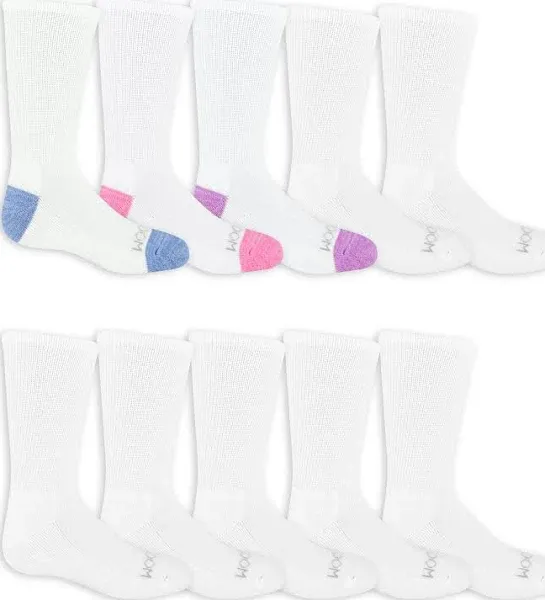 Fruit of the Loom Girls' 10-Pack Crew Socks