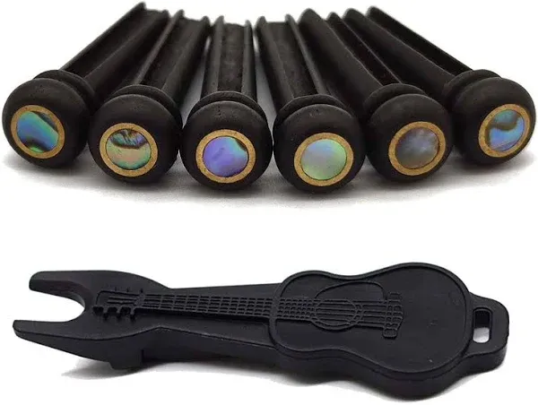 Vencetmat Ebony Guitar Pins Inlaid Abalone Dot Acoustic Guitar Parts