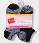 Hanes Girls' No Show Socks Super Value 20-Pair Packs