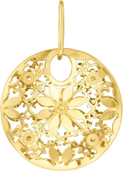 Ross-Simons Italian 14kt Yellow Gold Circle Flower Pendant