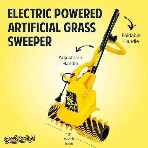 ROLL&amp;COMB 141EUS Corded Electric Comber/Sweeper for Artificial Grass Yellow Used