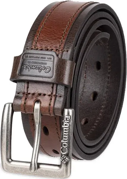 Columbia Men's Classic Logo Fully Adjustable Leather Belt