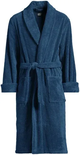 Men's Lands' End Turkish Terry Calf-Length Robe, Size: 3XL Tall, White