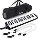 Eastar 37 Key Melodica Instrument with Mouthpiece Air Piano Keyboard,Carrying Bag Black