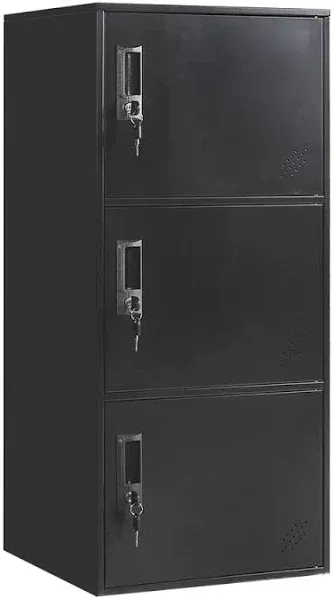 3 Door Vertical Storage Cabinet with Lock, Organizer for Office, Home, School US