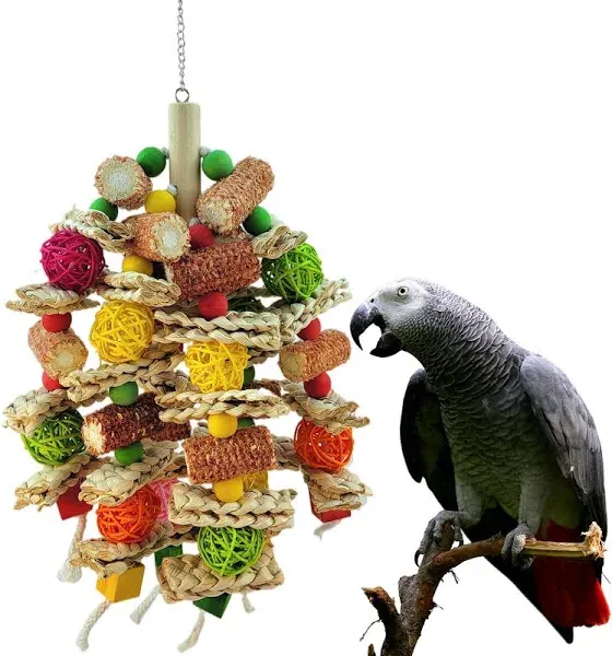 Cokliomc Parrot Toys, Natural Corn cob Bird chew Toys for Small and Medium-Si...