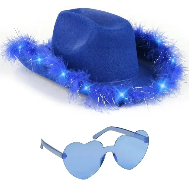 Funcredible Blue Cowboy Hat and Glasses