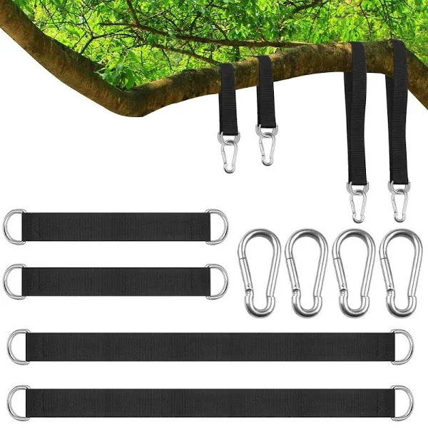 XonyiCos 4 PCS Short Straps Tree Swing Straps Hanging Kit with Carabiners