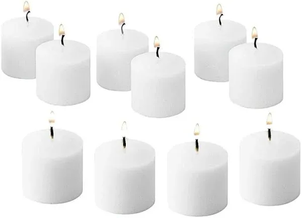 Long 10 Hour Burn Time Unscented Votive Candles - for Birthdays Set of 12