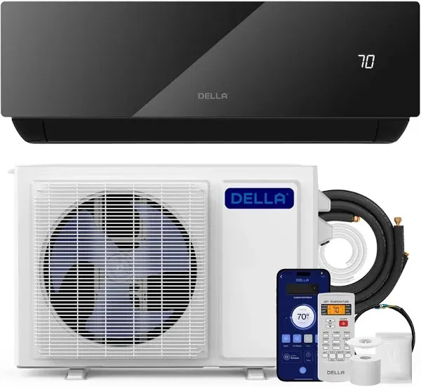 della 12000 BTU WiFi Mini Split AC & Heat Pump with Alexa, 20 SEER2, 1 Ton, Cools Up to 550 Sq.ft