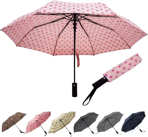 Nollia Windproof Automatic Travel Umbrella Compact Portable with Reinforced Ribs for Sun & Rain