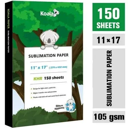 Koala Sublimation Paper 11x17 150 Sheets for Inkjet Heat Transfer Cotton Poly T