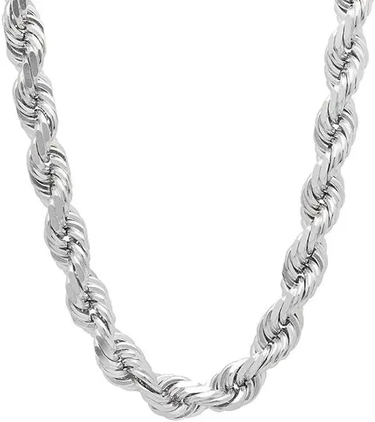 Savlano 925 Sterling Silver Italian Rope Diamond Cut Twist Link Chain