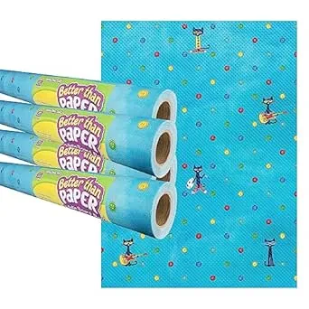 Teacher Created Resources Better Than Paper Bulletin Board Rolls - 4' x 12' | Pete The Cat Design | Blue | Pack of 4