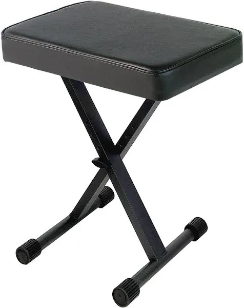 Hamzer Cushioned Piano Bench, Adjustable Keyboard Stool Chair - Foldable & Portable w/Padded Cushion - Stable Sturdy Collapsible X Style Seat, Black