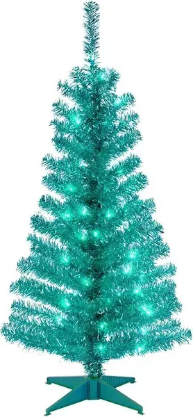 4ft. Pre-Lit Tinsel Artificial Christmas Tree, Clear Lights