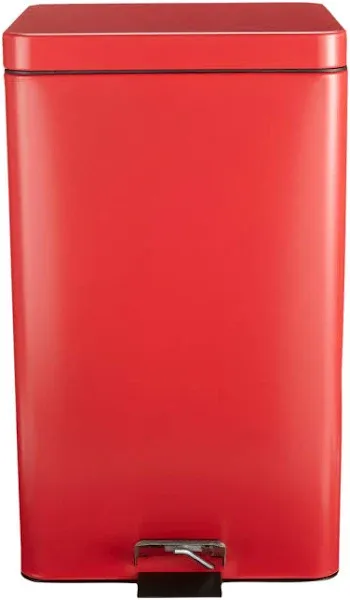 McKesson Trash Can with Plastic Liner, Steel, 8 Gallon / 32 Quart, Red, 1 Count