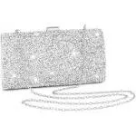 ELABEST Glitter Evening Clutch Bag Rhinestone Handbag Crossbody Purse Wedding Party Bag for Women and Girls (Double-sided silver crystal)