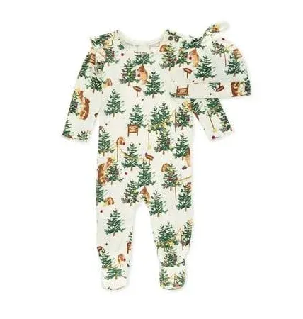 Burt's Bees Baby Beary Merry Footed Jumpsuit and Knot Top Hat