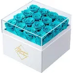 Glamour Boutique Preserved Roses in A Box - Valentines Day Gifts for Her & Mom, 16-Piece Rose Flowers Decor for Birthday Gift, Cased in White Box