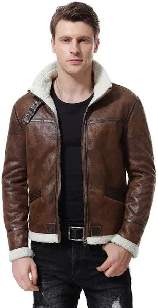 Men's Faux Leather Bomber Jacket