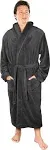 NY Threads Men&#039;s Hooded Fleece Bathrobe Plush Long Spa Robe