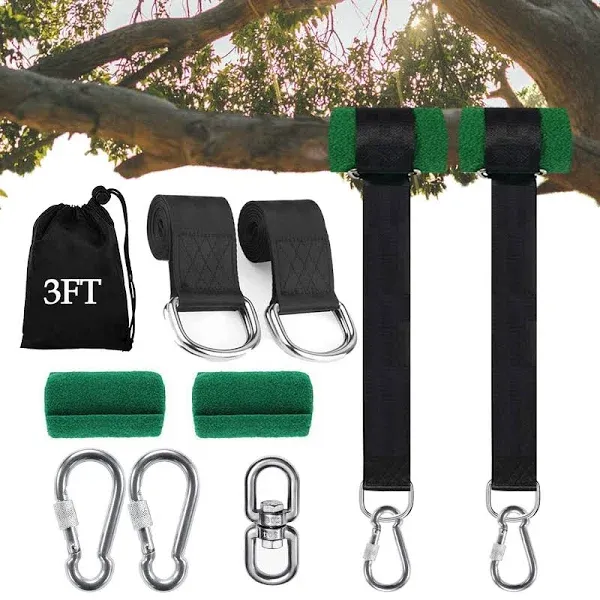 Werfeito Extra Long Tree Swing Straps 3FT 10FT/20FT/30FT Tree Swing Hanging Straps Kit Holds 5000 lbs with Tree Protector