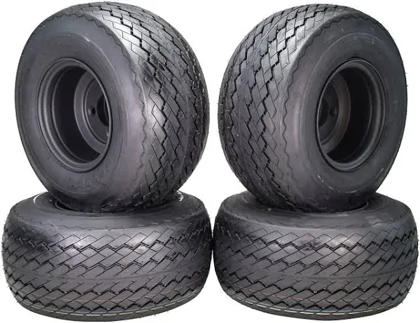 MASSFX Wheel & Tire Golf Cart Tire 18x8.5-8 with White MASSFX 8x7 4/4 Rim 4 PACK 18x8.5x8