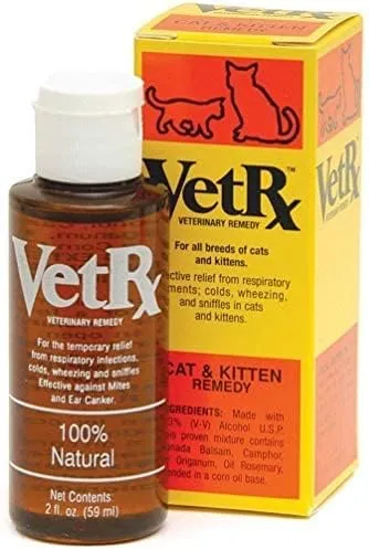 Vet RX Sneezing Cold Cough and Allergies for Cat Kitten Yellow 2 fl oz