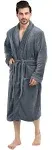 NY Threads Luxurious Men's Shawl Collar Fleece Bathrobe Spa Robe