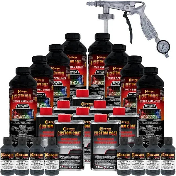 Custom Coat Federal Standard Color # 36118 Battleship Dark Gray T89 Urethane Roll-On, Brush-On or Spray-On Truck Bed Liner, 1 Gallon Kit with Roller Applicator Kit - Textured Protective Coating