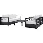 Modway Tahoe Outdoor Patio Powder-Coated Aluminum 4-Piece Set - Gray White