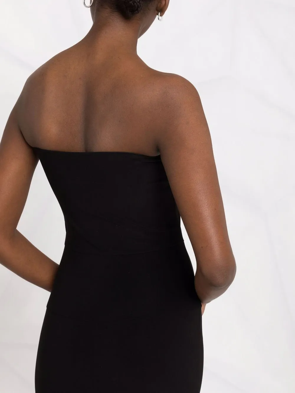 Strapless Knee-length Fitted Dress In Black