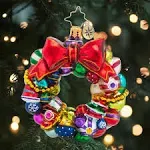 Hand-Crafted European Glass Christmas Tree Ornament Decoration, Joyful Wreath