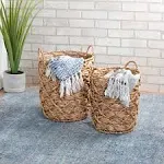 Honey-Can-Do Wicker Woven Round Nesting Basket Set of 2 with Handles, Natural