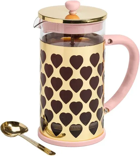 Paris Hilton French Press Coffee Maker With Heart Shaped Measuring Scoop, 2-P...