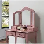 Roundhill Furniture Sanlo Vanity Make Up Table and Stool Set