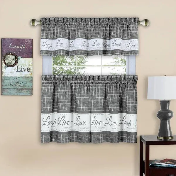 Achim Live, Love, Laugh Window Curtain Tier Pair and Valance Set