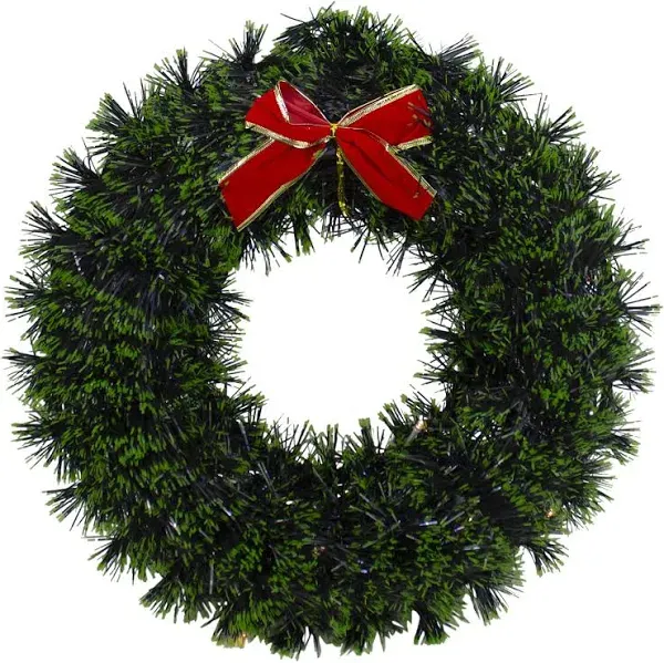 Northlight 17" Pre-Lit Green Tinsel Artificial Christmas Wreath with Bow