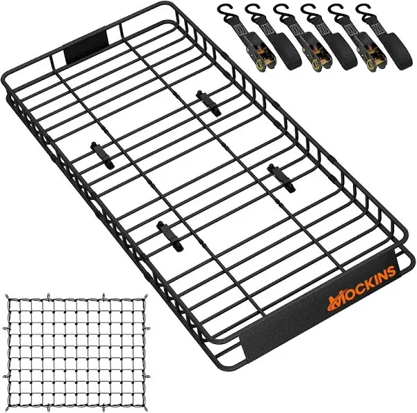 Mockins 84x39x6 Adjustable Car Roof Rack Basket |250lb Capacity Waterproof Car Roof Cargo Carrier Heavy Duty Luggage Rack for Car Rooftop | Universal