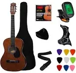 YMC 38" Coffee Beginner Acoustic Guitar Starter Package Student Guitar with Gig Bag,Strap, 3 Thickness 9 Picks,2 Pickguards,Pick Holder, Extra