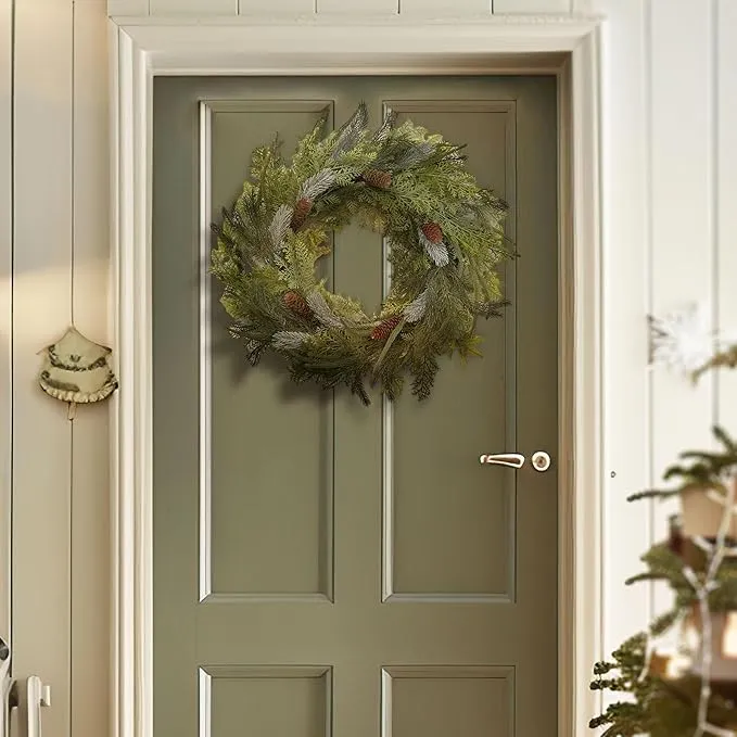 The Holiday Aisle Kaimani Handcrafted Pine and Pinecones Lighted 24'' Wreath