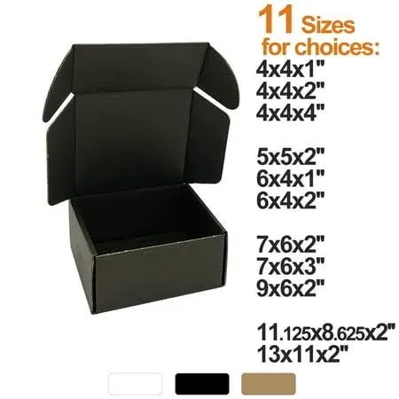 CH-BOX4x4x2&#039;&#039; Small Shipping Boxes 25 Pack, Black Corrugated Cardboard Mailer...